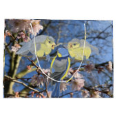 ブルー《鳥》アメリカゴガラ母とベビーイースター ラージペーパーバッグ (裏面)