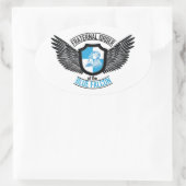 ブルー《鳥》ハヤブサステッカーの兄弟順 楕円形シール (バッグ)