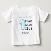 ブルー | 1歳の誕生日 | 名入れ ベビーTシャツ (正面)