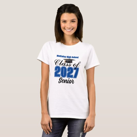 ブルー 2027年 高校卒業予定 女性 Tシャツ (正面フル)