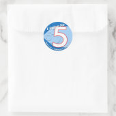 ブルー「5人を目指す」ステッカー ラウンドシール (バッグ)