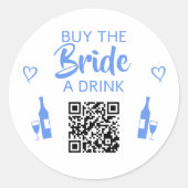ブルー Buy the Bride a Drink QRコード バチェラー ラウンドシール (正面)