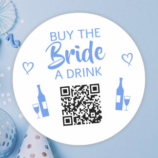 ブルー Buy the Bride a Drink QRコード バチェラー ラウンドシール