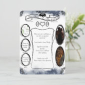 ブルー D20 テーブルトップ RPG ファンタジー ダイス ウェディング インビテーション (スタンド正面)