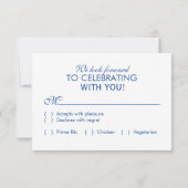 ブルー Eat Drink and Be Married 結婚式出欠確認 出欠カード (裏面)