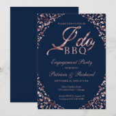 ブルー I DO BBQ 恋人の交際記念パーティー招待状 案内状 (正面/裏面)