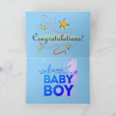 ブルー "It's A Boy" おめでとう カード (内部)