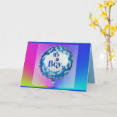 ブルー "It's A Boy" おめでとう カード (黄色い花)