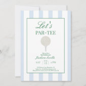 ブルー Let's Par-Tee ゴルフ1歳の誕生日招待状 サンキューカード (正面)