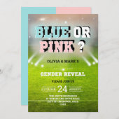 ブルー or ピンク スポーツスタジアム 性別発表 招待状 (正面/裏面)