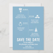 ブルー Relationship Timeline ウェディング Save the Date セーブザデート (正面)