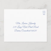 ブルー RSVP バタフライ ウェディング バタフライ パーティー インビテーションポストカード (裏面)