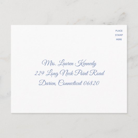 ブルー RSVP バタフライ ウェディング バタフライ パーティー インビテーションポストカード (裏面)