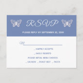 ブルー RSVP バタフライ ウェディング バタフライ パーティー インビテーションポストカード (正面)