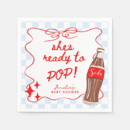 ブルー She's Ready to Pop ソーダベビーシャワー スタンダードカクテルナプキン