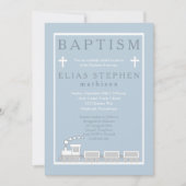 ブルー White Choo Train Boy Baptism | White Choo Trai 招待状 (正面)