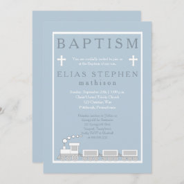 ブルー White Choo Train Boy Baptism | White Choo Trai 招待状