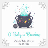 ブルーAベビーはハロウィーンのベビーシャワーを醸造している スクエアシール (正面)