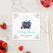 ブルーAベビーはハロウィーンのベビーシャワーを醸造している スタンダードカクテルナプキン (インサイチュ)