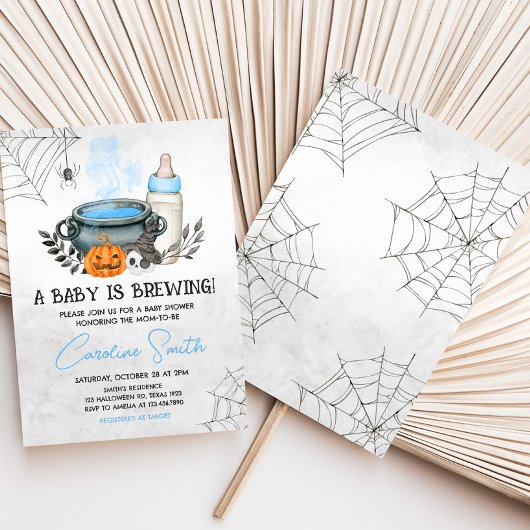 ブルーAベビーはハロウィーンのベビーシャワーを醸造している 招待状
