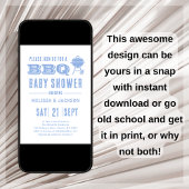 ブルーBBQベビーシャワー招待状 招待状