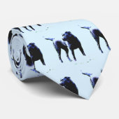 ブルーBGのラブラドール(黒) ネクタイ (ロール)