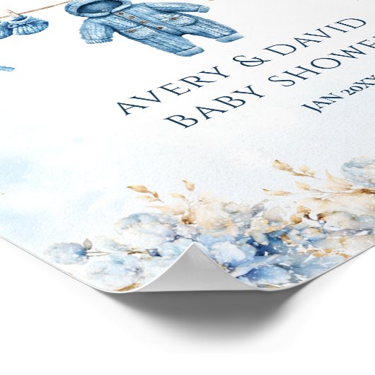 ブルーClosetlineコールドアウトサイド男の赤ちゃんシャワー ポスター (角)