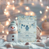 ブルーClosetlineコールドアウトサイド男の赤ちゃんシャワー 招待状