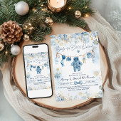 ブルーClosetlineコールドアウトサイド男の赤ちゃんシャワー 招待状