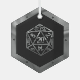 ブルーD20クリトマス   RPGファンタジーテーブルトップゲーマーサイコロ ガラスオーナメント