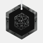 ブルーD20クリトマス | RPGファンタジーテーブルトップゲーマーサイコロ ガラスオーナメント (裏面)