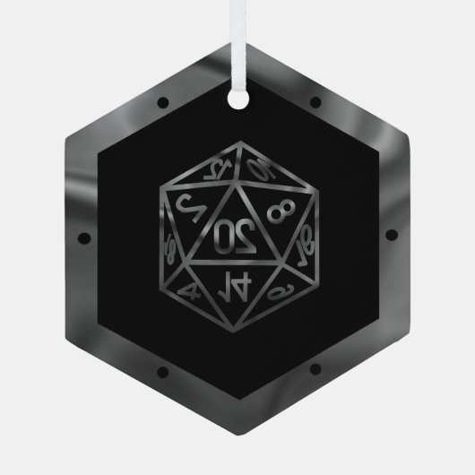 ブルーD20クリトマス | RPGファンタジーテーブルトップゲーマーサイコロ ガラスオーナメント (裏面)