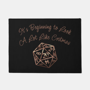 ブルーD20クリトマス   RPGファンタジーテーブルトップゲーマーサイコロ ドアマット