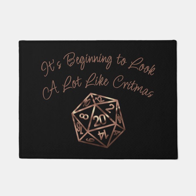 ブルーD20クリトマス | RPGファンタジーテーブルトップゲーマーサイコロ ドアマット (正面)