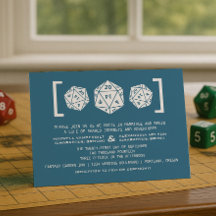 ブルーD20サイコロゲーマー結婚式招待状