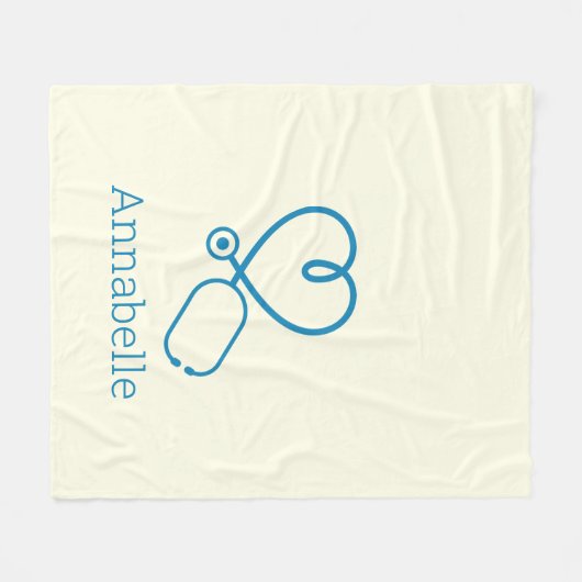 ブルーERナースメディカルアシスタントラヴパーソナライズされたィ フリースブランケット (正面(横))