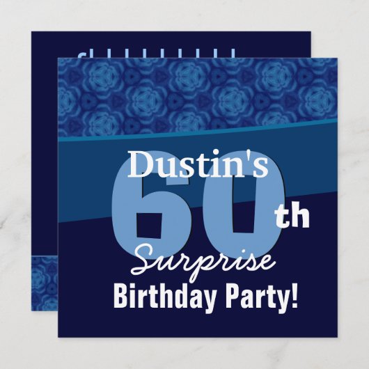 ブルーG433の第60番サプライズ誕生日ハエ 招待状 (正面/裏面)