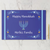 ブルーHANUKKAH（ユダヤ教）メノラーカスタマイズNAME紙ランチョンマット ペーパーパッド (インサイチュ)