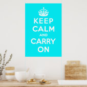 ブルーKeep Calm and Carry On ポスター (キッチン)
