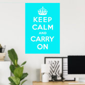 ブルーKeep Calm and Carry On ポスター (ホームオフィス)