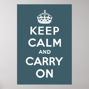 ブルーKeep Calm and Carry On ポスター
