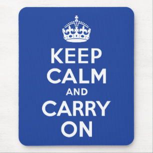 ブルーKeep Calm and Carry On マウスパッド