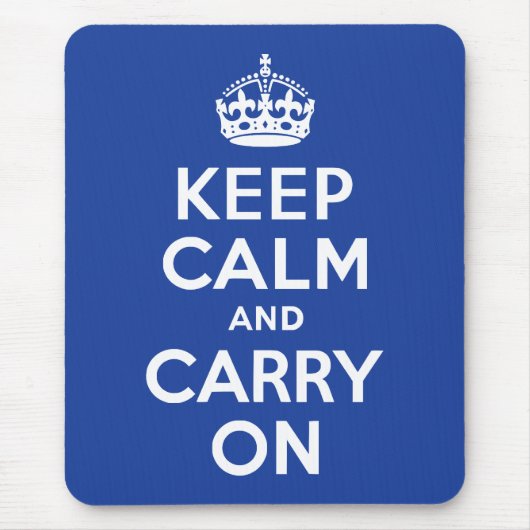 ブルーKeep Calm and Carry On マウスパッド (正面)