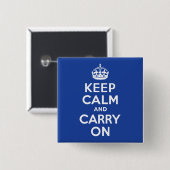 ブルーKeep Calm and Carry On 缶バッジ (正面&裏面)