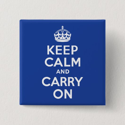 ブルーKeep Calm and Carry On 缶バッジ (正面)