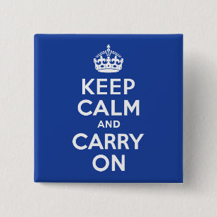 ブルーKeep Calm and Carry On 缶バッジ