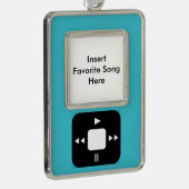 ブルーMP3プレーヤーオーナメント – 曲を追お気に入りの加！ シルバープレートフレームオーナメント (右)