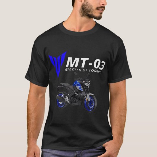 ブルーMt-03バイク Tシャツ (正面)