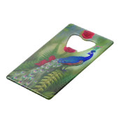 ブルーNティール(緑がかった色)ピーコックインピンクローズガーデンジッポリ クレジットカード栓抜き (裏面アングル)