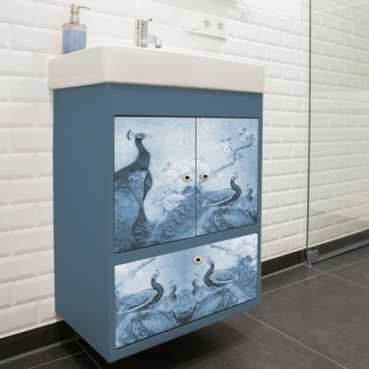 ブルーnホワイトフローラピーコックチノイセリーデクページ 薄葉紙